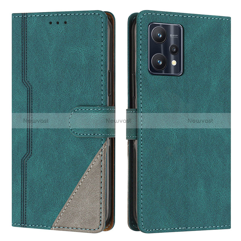 Leather Case Stands Flip Cover Holder H05X for Realme V25 5G Green