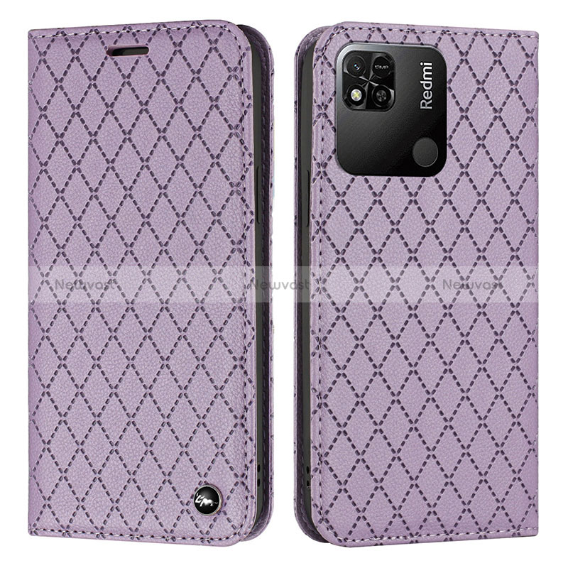 Leather Case Stands Flip Cover Holder H05X for Xiaomi POCO C31 Purple