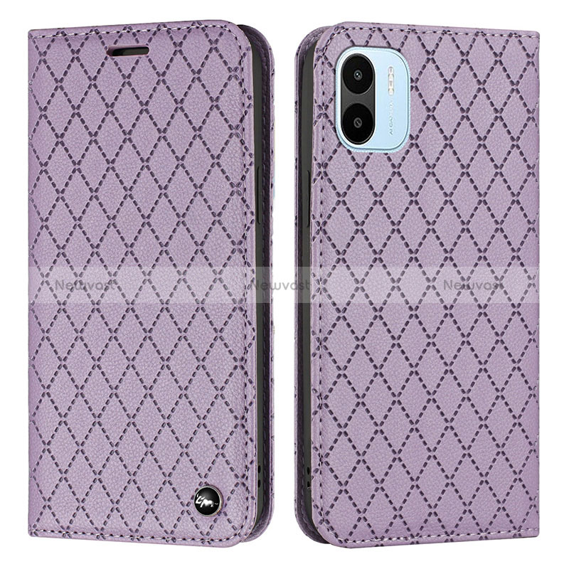 Leather Case Stands Flip Cover Holder H05X for Xiaomi Poco C51 Purple