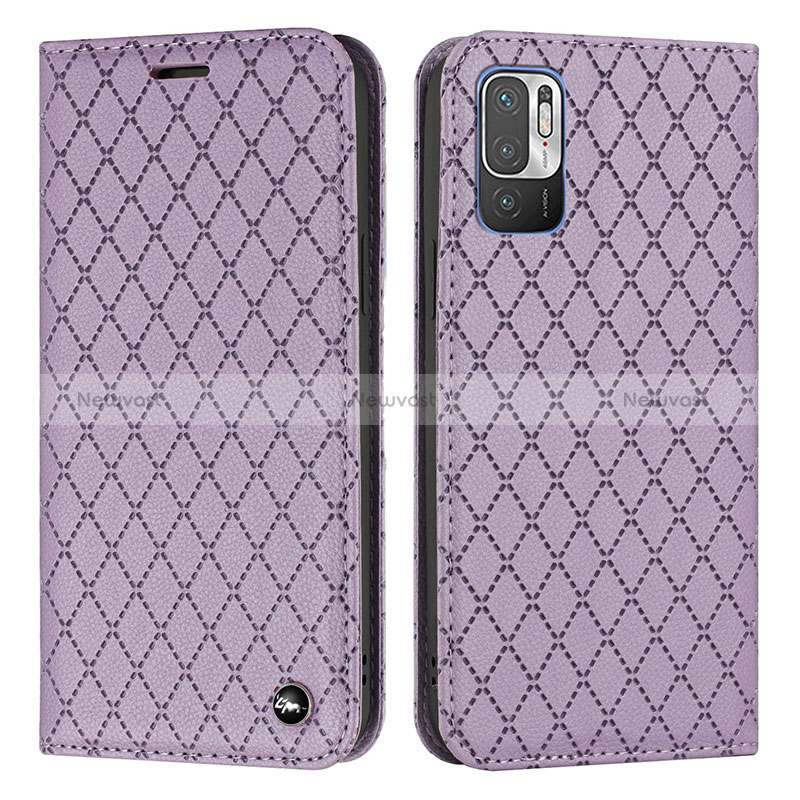 Leather Case Stands Flip Cover Holder H05X for Xiaomi POCO M3 Pro 5G Purple