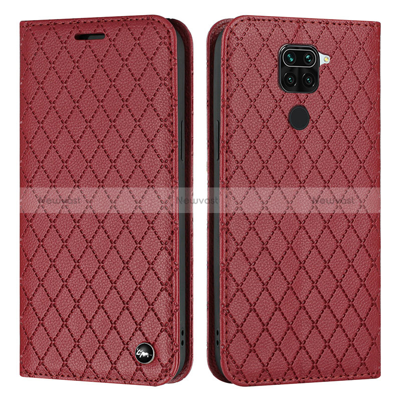 Leather Case Stands Flip Cover Holder H05X for Xiaomi Redmi 10X 4G Red