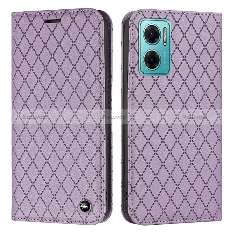 Leather Case Stands Flip Cover Holder H05X for Xiaomi Redmi 11 Prime 5G Purple