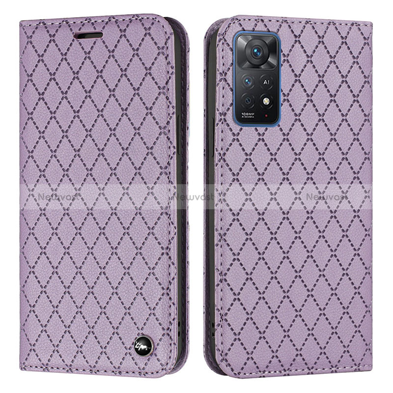 Leather Case Stands Flip Cover Holder H05X for Xiaomi Redmi Note 12 Pro 4G Purple