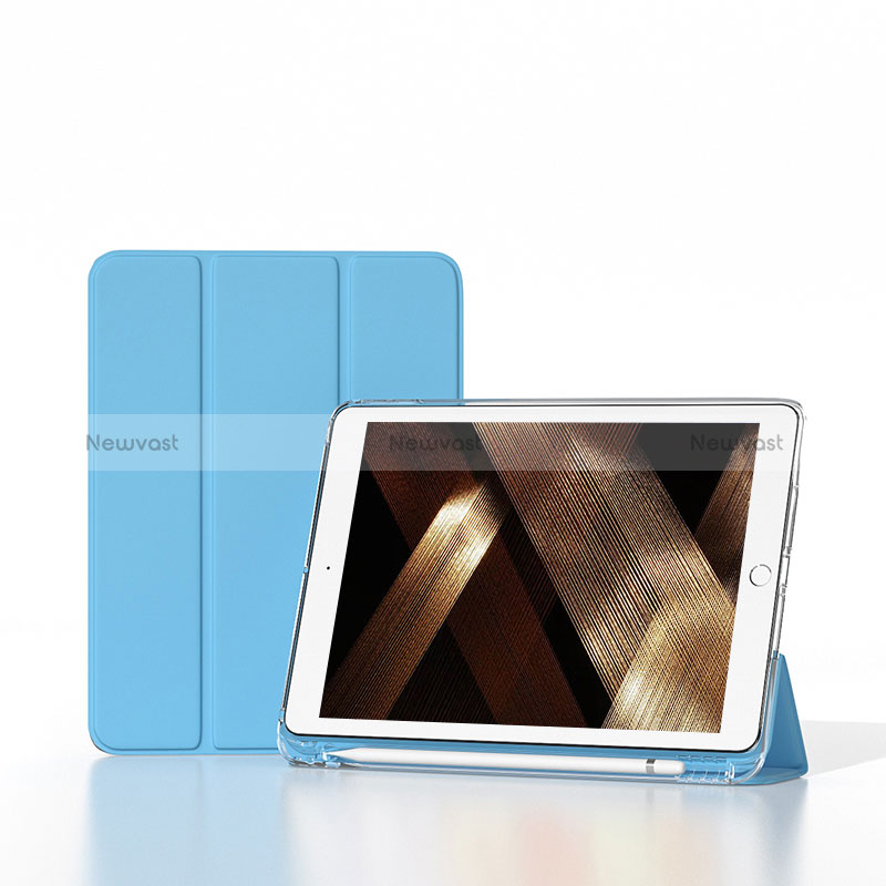 Leather Case Stands Flip Cover Holder H06 for Apple iPad 10.2 (2021) Mint Blue