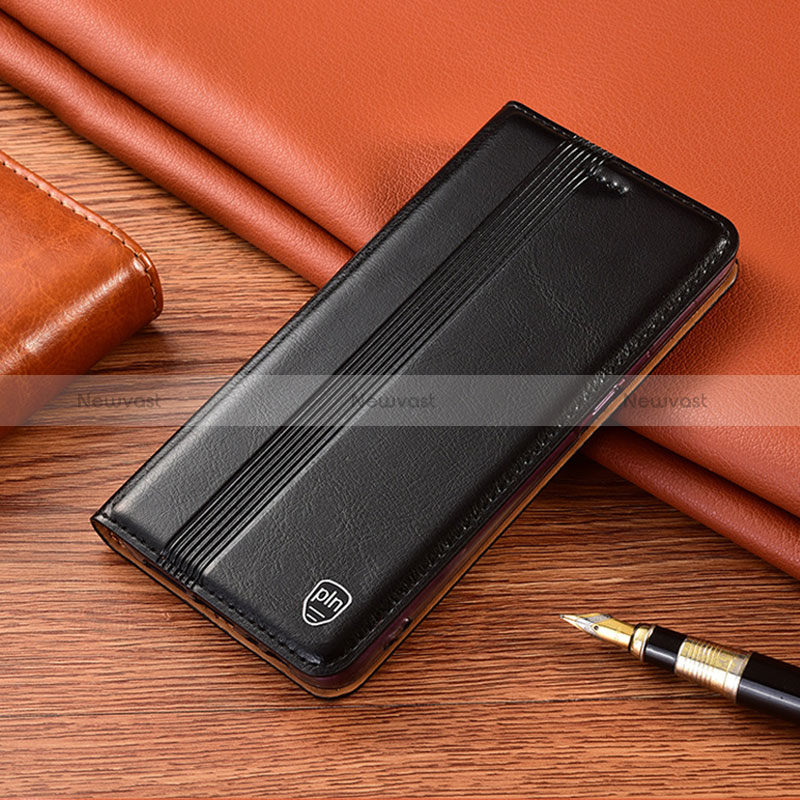 Leather Case Stands Flip Cover Holder H06P for Asus Zenfone 9 Black