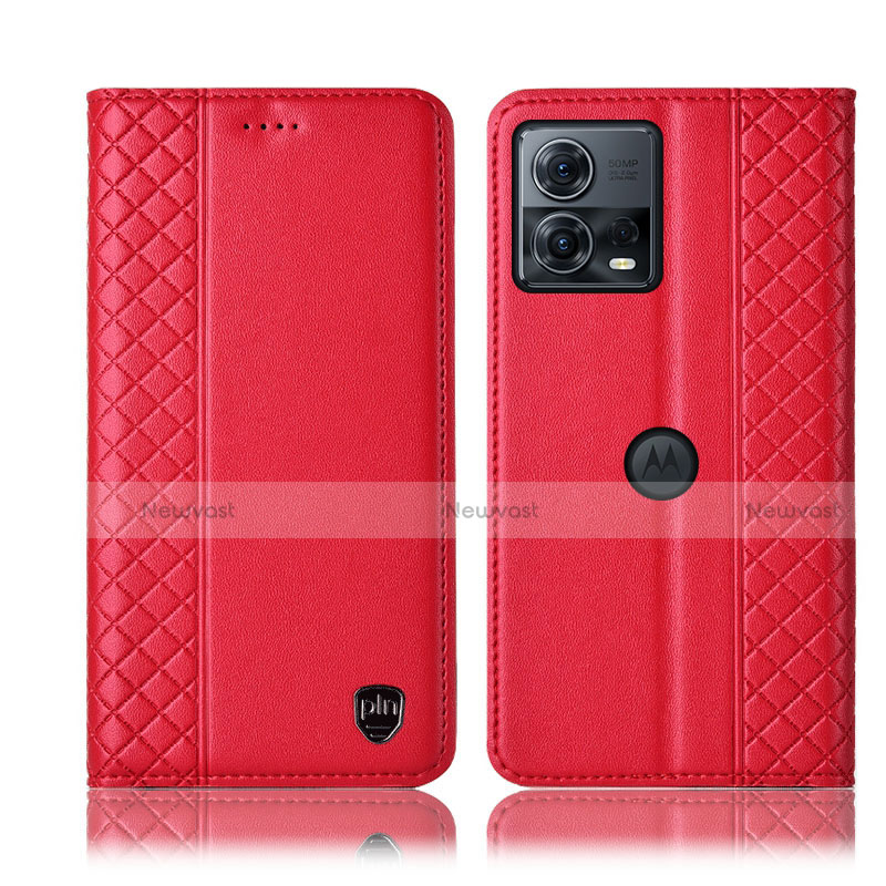 Leather Case Stands Flip Cover Holder H06P for Motorola Moto Edge S30 Pro 5G Red