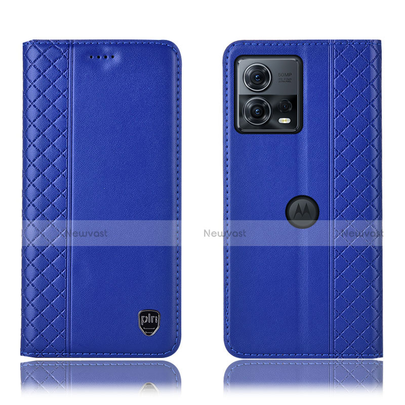 Leather Case Stands Flip Cover Holder H06P for Motorola Moto S30 Pro 5G Blue