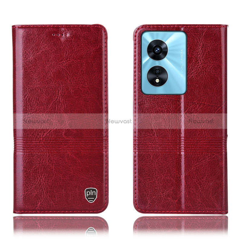 Leather Case Stands Flip Cover Holder H06P for Oppo A38 Red