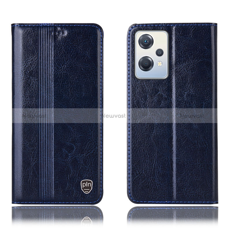 Leather Case Stands Flip Cover Holder H06P for Oppo K10X 5G Blue