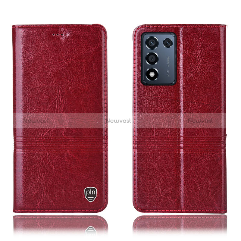 Leather Case Stands Flip Cover Holder H06P for Realme 9 SE 5G Red