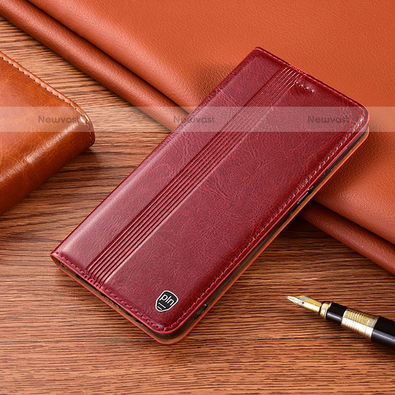 Leather Case Stands Flip Cover Holder H06P for Samsung Galaxy A11 Red