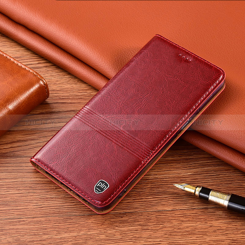 Leather Case Stands Flip Cover Holder H06P for Samsung Galaxy F13 4G Red