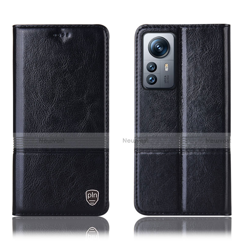 Leather Case Stands Flip Cover Holder H06P for Xiaomi Mi 12 5G Black