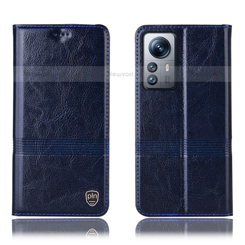 Leather Case Stands Flip Cover Holder H06P for Xiaomi Mi 12S 5G Blue