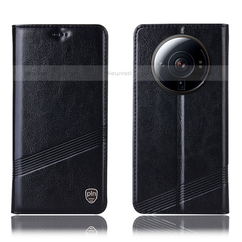 Leather Case Stands Flip Cover Holder H06P for Xiaomi Mi 12S Ultra 5G Black