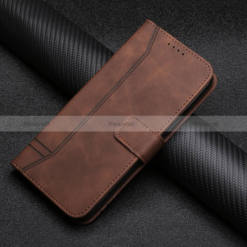 Leather Case Stands Flip Cover Holder H06X for Huawei Honor 50 Lite Brown