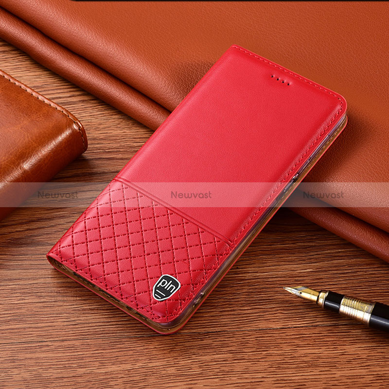 Leather Case Stands Flip Cover Holder H07P for Google Pixel 6 Pro 5G Red