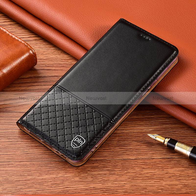 Leather Case Stands Flip Cover Holder H07P for Huawei Honor X8b Black