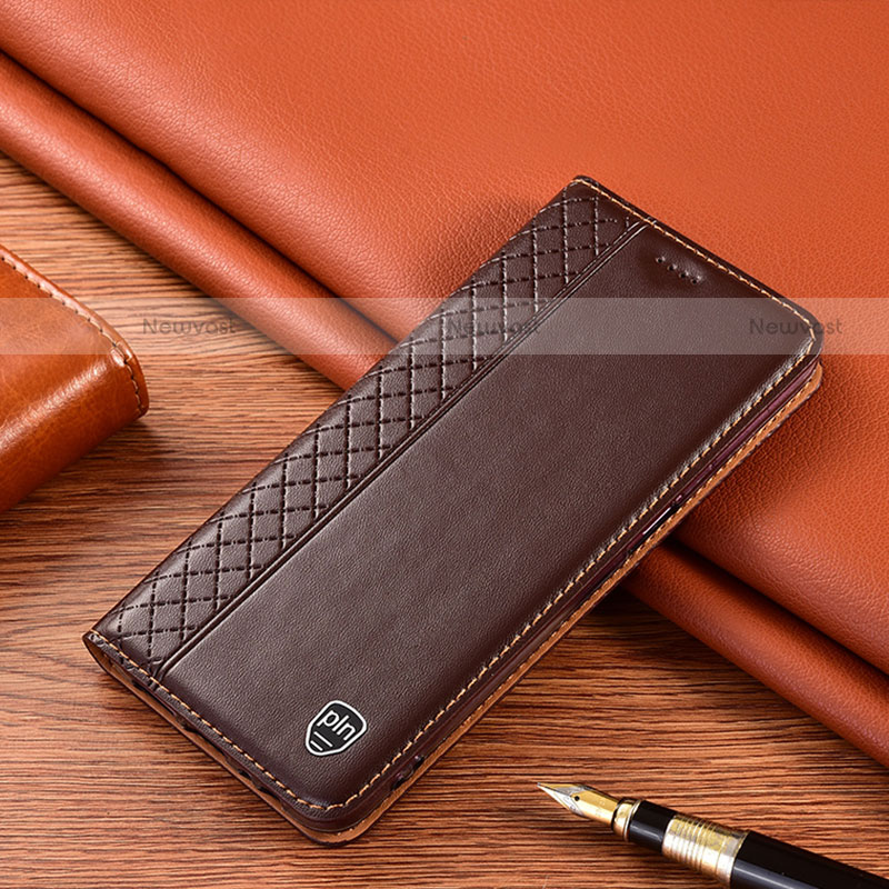 Leather Case Stands Flip Cover Holder H07P for Motorola Moto Edge 20 Lite 5G Brown