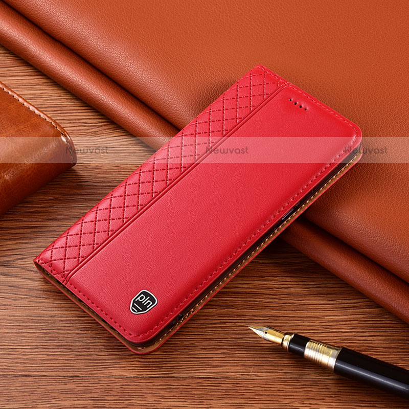 Leather Case Stands Flip Cover Holder H07P for Motorola Moto Edge S Pro 5G Red