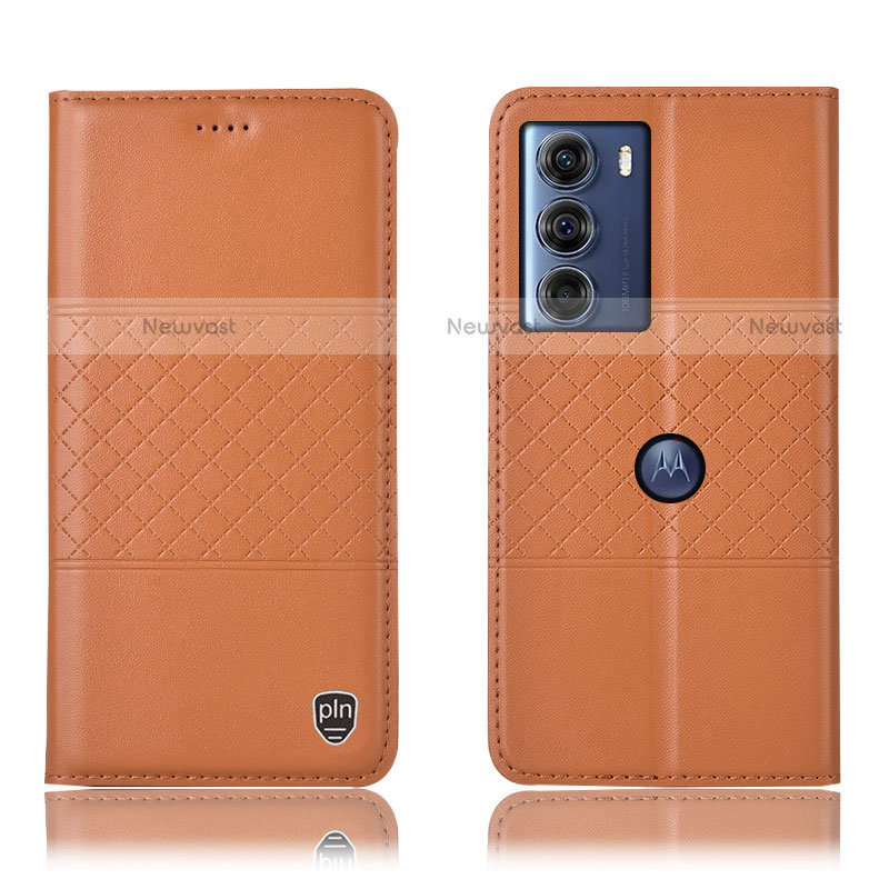 Leather Case Stands Flip Cover Holder H07P for Motorola Moto Edge S30 5G Orange