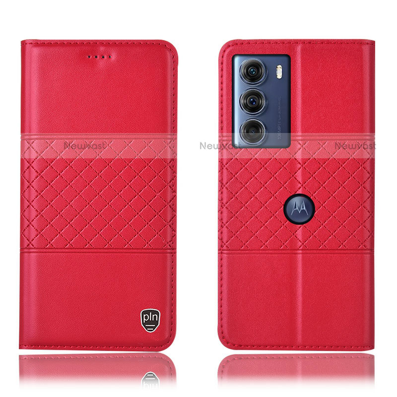 Leather Case Stands Flip Cover Holder H07P for Motorola Moto Edge S30 5G Red