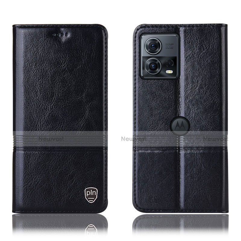 Leather Case Stands Flip Cover Holder H07P for Motorola Moto Edge S30 Pro 5G Black