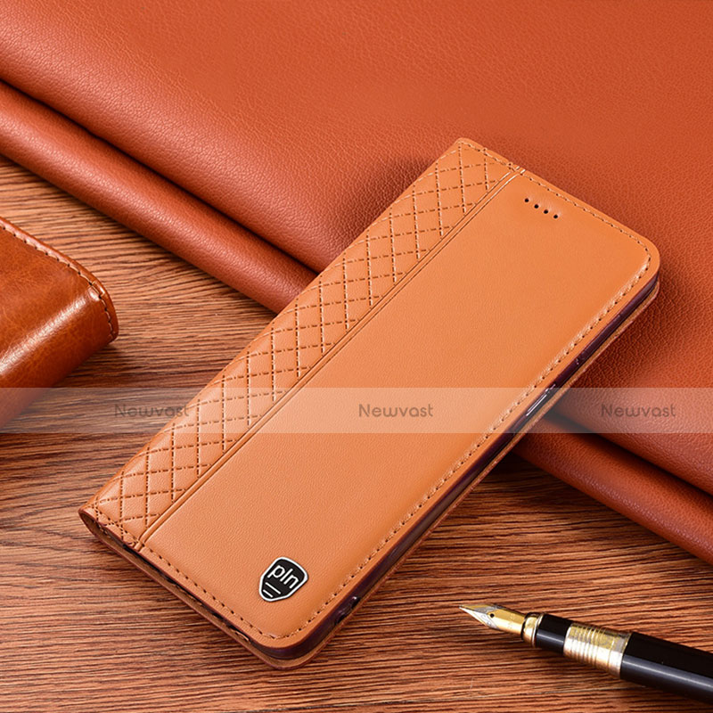 Leather Case Stands Flip Cover Holder H07P for Motorola Moto G20 Orange