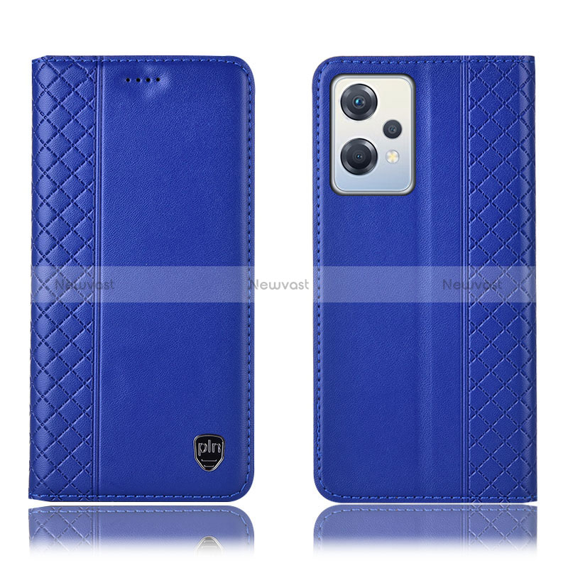 Leather Case Stands Flip Cover Holder H07P for OnePlus Nord CE 2 Lite 5G Blue