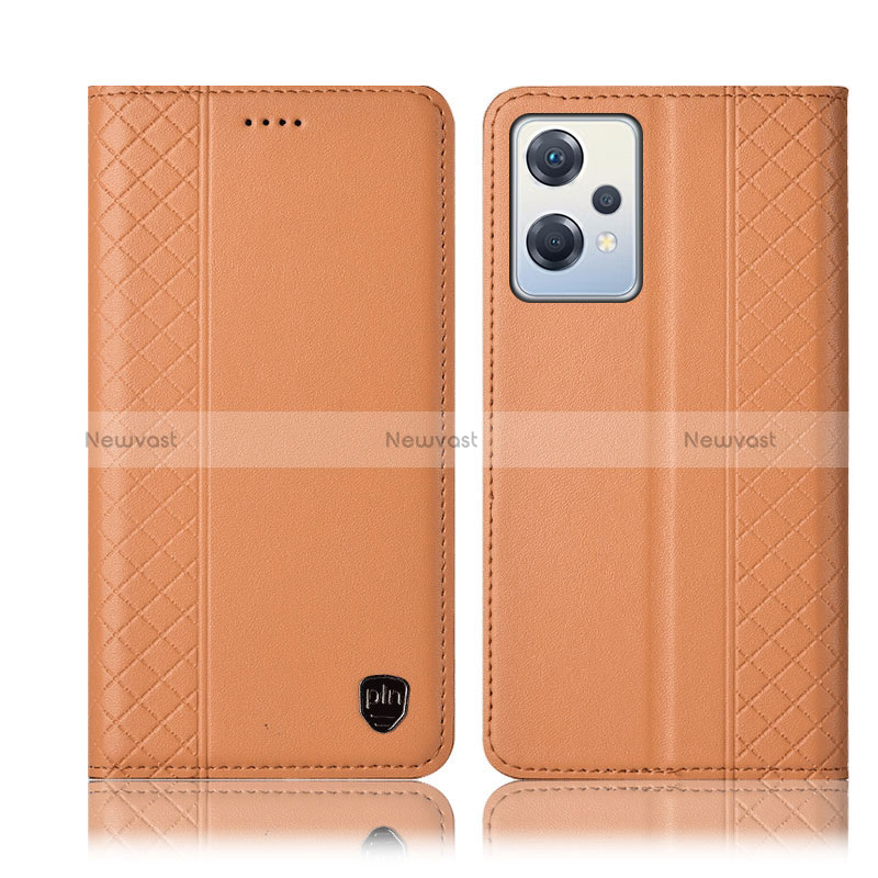 Leather Case Stands Flip Cover Holder H07P for OnePlus Nord CE 2 Lite 5G Orange