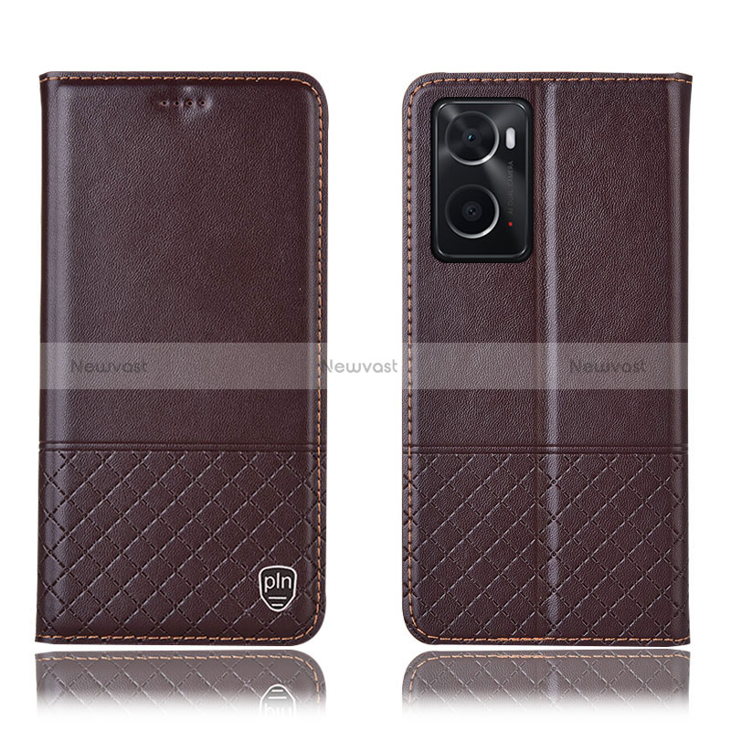 Leather Case Stands Flip Cover Holder H07P for Oppo A36 Brown