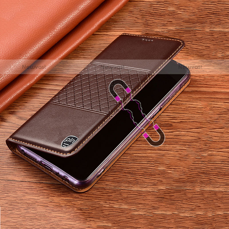 Leather Case Stands Flip Cover Holder H07P for Oppo A54 4G