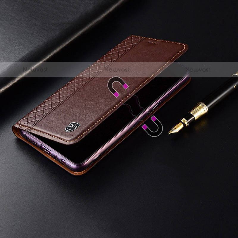 Leather Case Stands Flip Cover Holder H07P for Oppo A55 5G