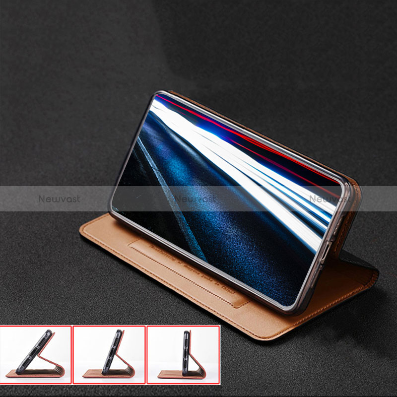 Leather Case Stands Flip Cover Holder H07P for Oppo A58 4G