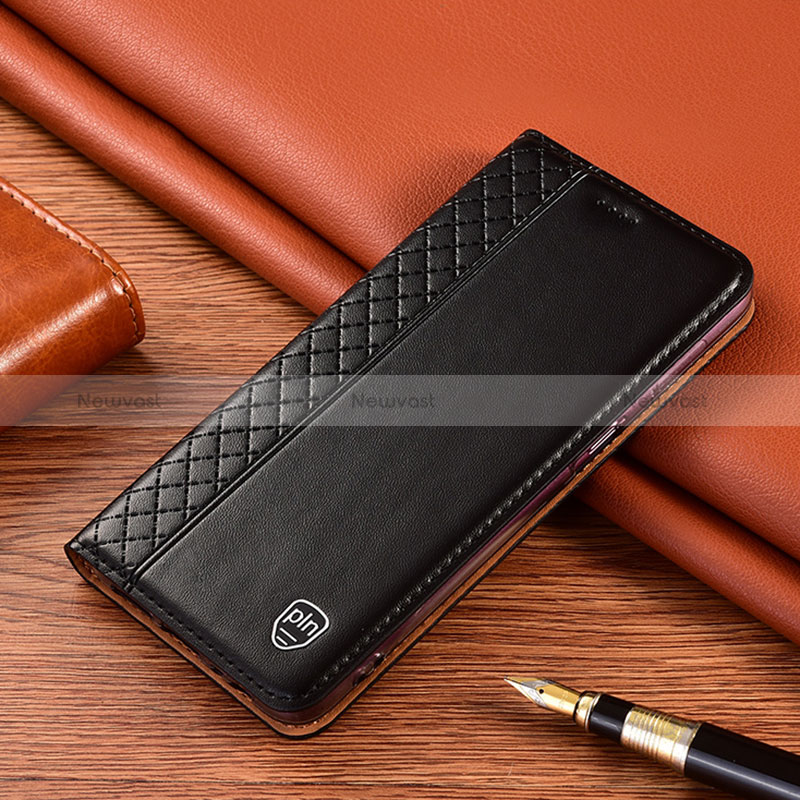 Leather Case Stands Flip Cover Holder H07P for Oppo K10 4G Black