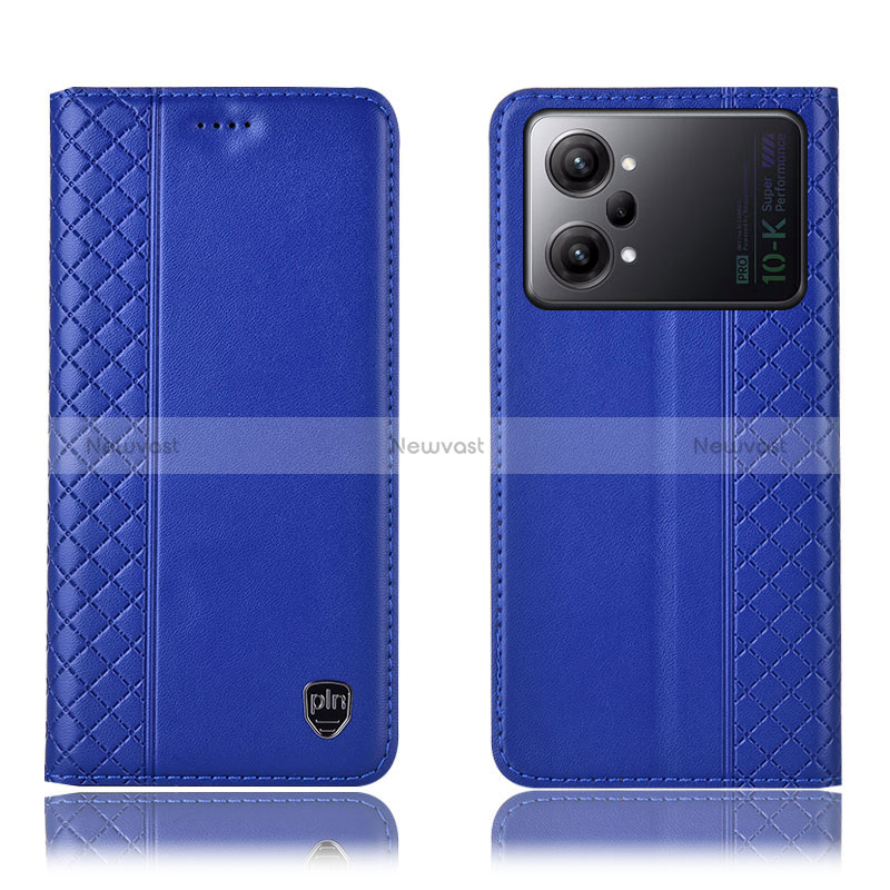 Leather Case Stands Flip Cover Holder H07P for Oppo K10 Pro 5G Blue