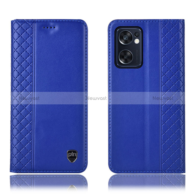 Leather Case Stands Flip Cover Holder H07P for Oppo Reno7 SE 5G