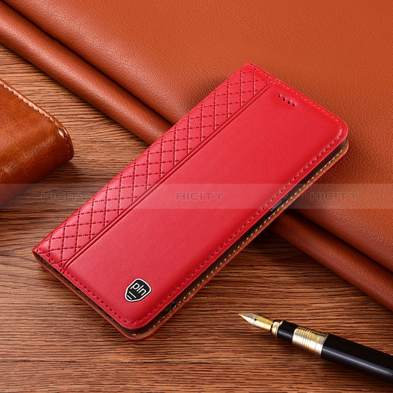 Leather Case Stands Flip Cover Holder H07P for Samsung Galaxy A03s Red