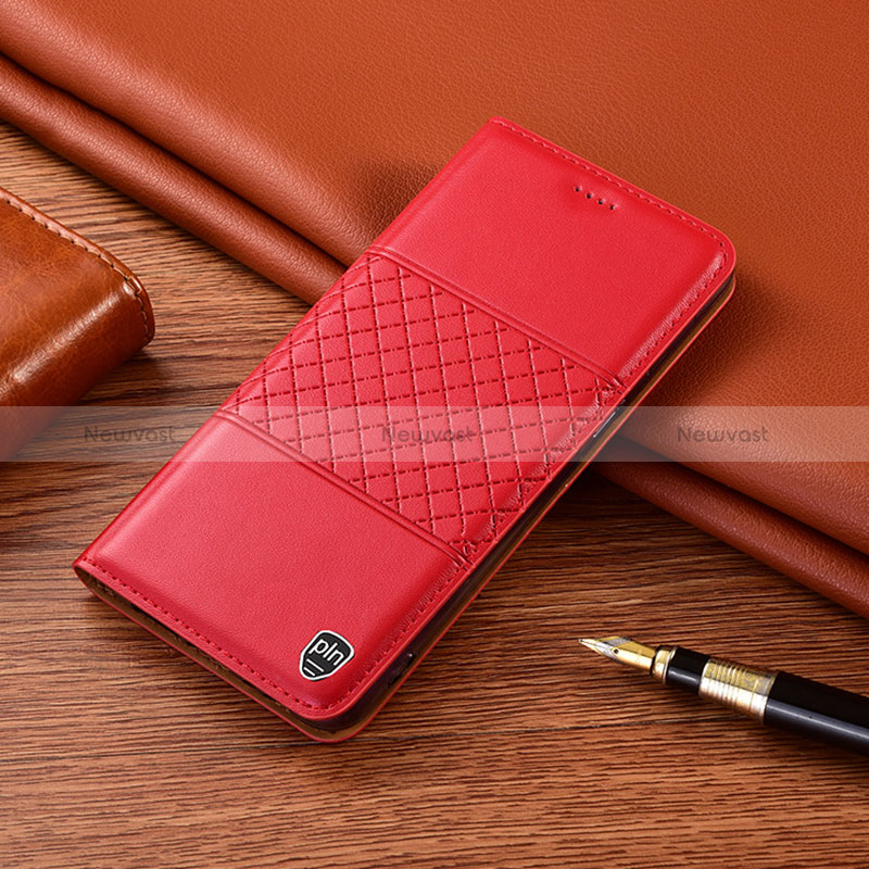 Leather Case Stands Flip Cover Holder H07P for Samsung Galaxy A10s Red