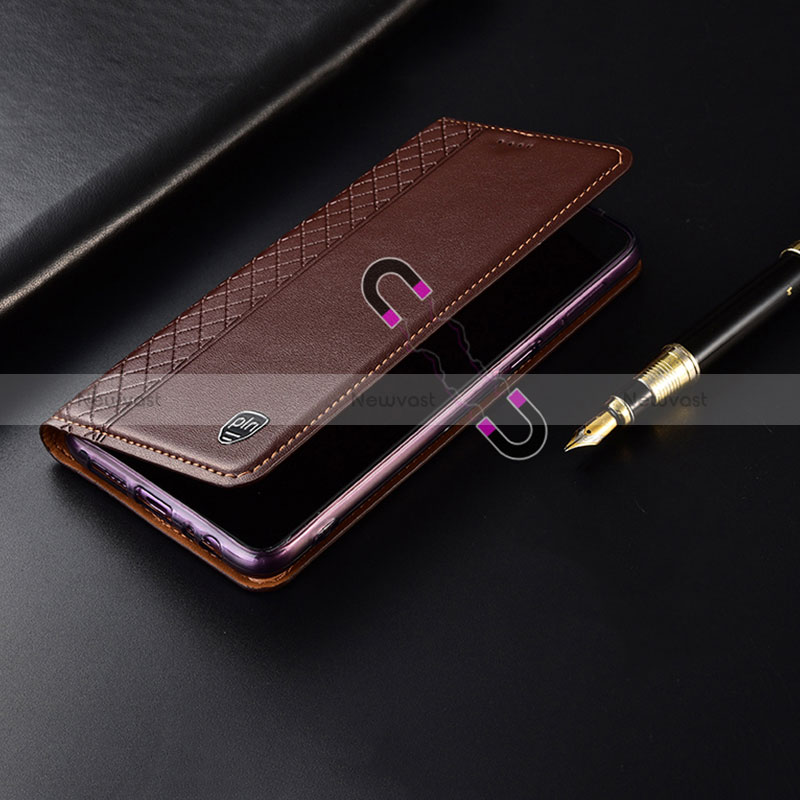 Leather Case Stands Flip Cover Holder H07P for Samsung Galaxy A12 Nacho