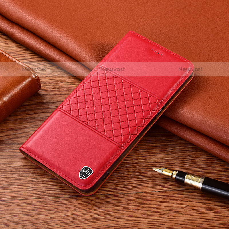 Leather Case Stands Flip Cover Holder H07P for Samsung Galaxy A20 Red