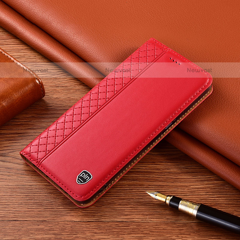 Leather Case Stands Flip Cover Holder H07P for Samsung Galaxy A51 4G Red