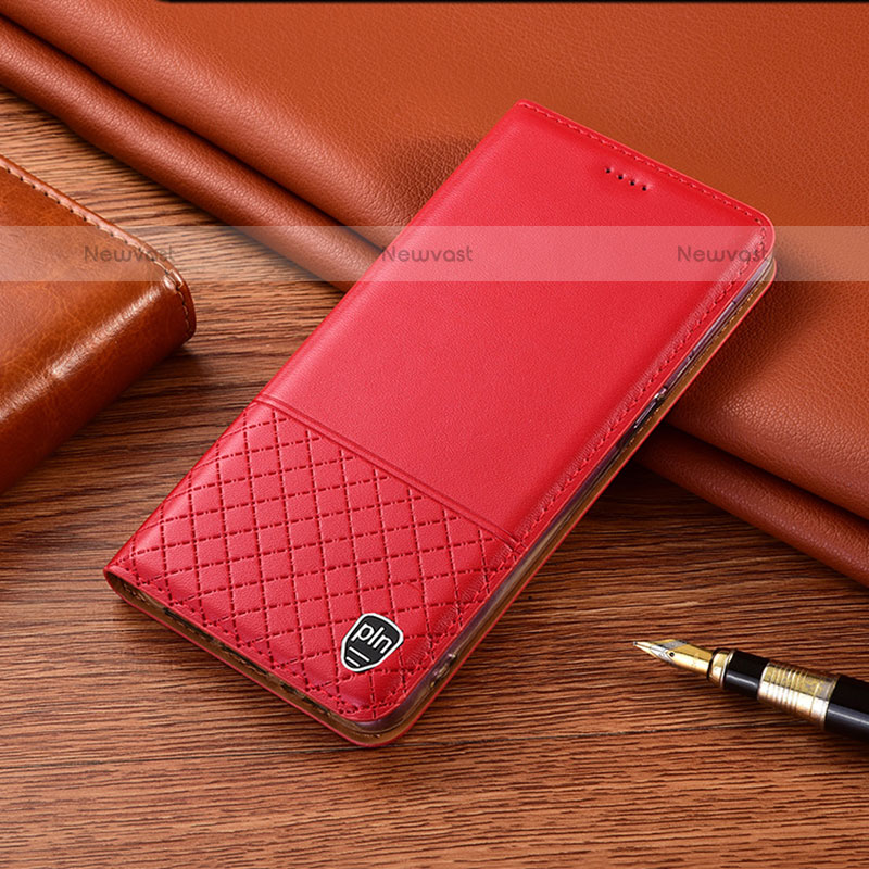 Leather Case Stands Flip Cover Holder H07P for Samsung Galaxy M11 Red