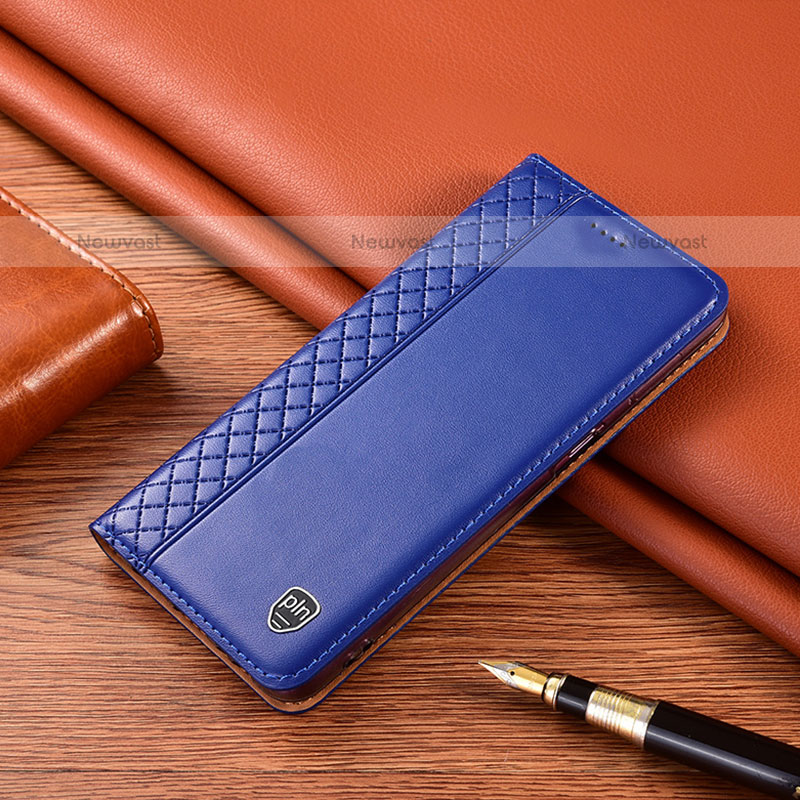 Leather Case Stands Flip Cover Holder H07P for Samsung Galaxy M31 Blue