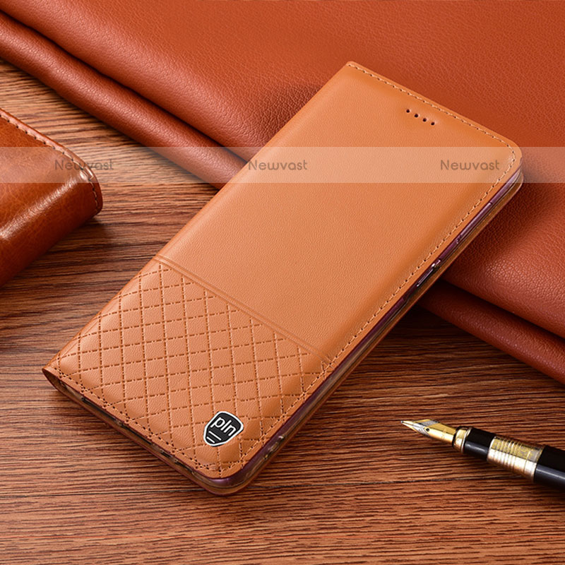 Leather Case Stands Flip Cover Holder H07P for Samsung Galaxy Note 10 Plus 5G Orange