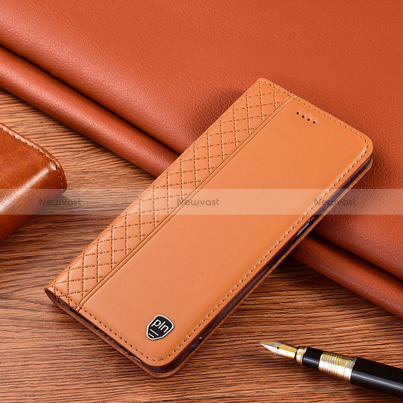 Leather Case Stands Flip Cover Holder H07P for Sony Xperia 10 III SO-52B Orange