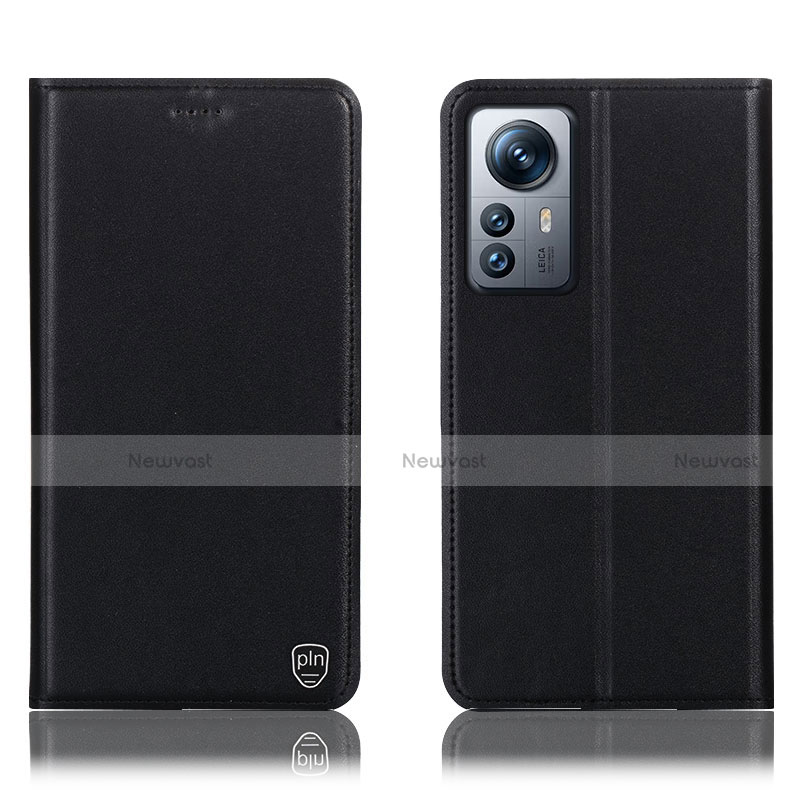 Leather Case Stands Flip Cover Holder H07P for Xiaomi Mi 12 5G Black