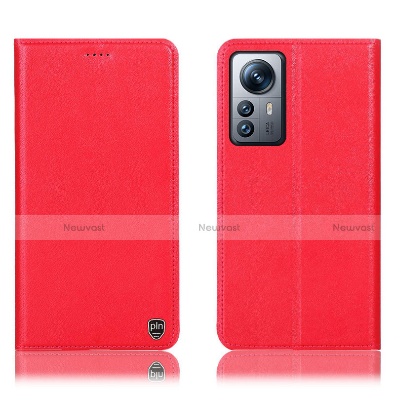 Leather Case Stands Flip Cover Holder H07P for Xiaomi Mi 12 5G Red