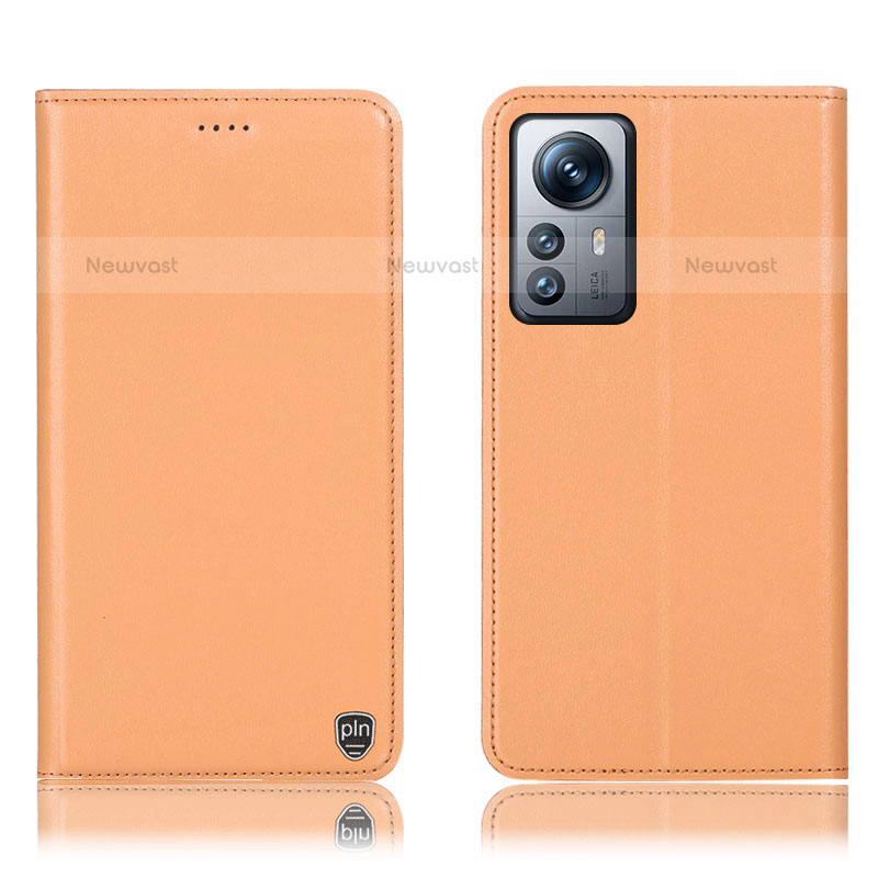 Leather Case Stands Flip Cover Holder H07P for Xiaomi Mi 12 Lite 5G Orange