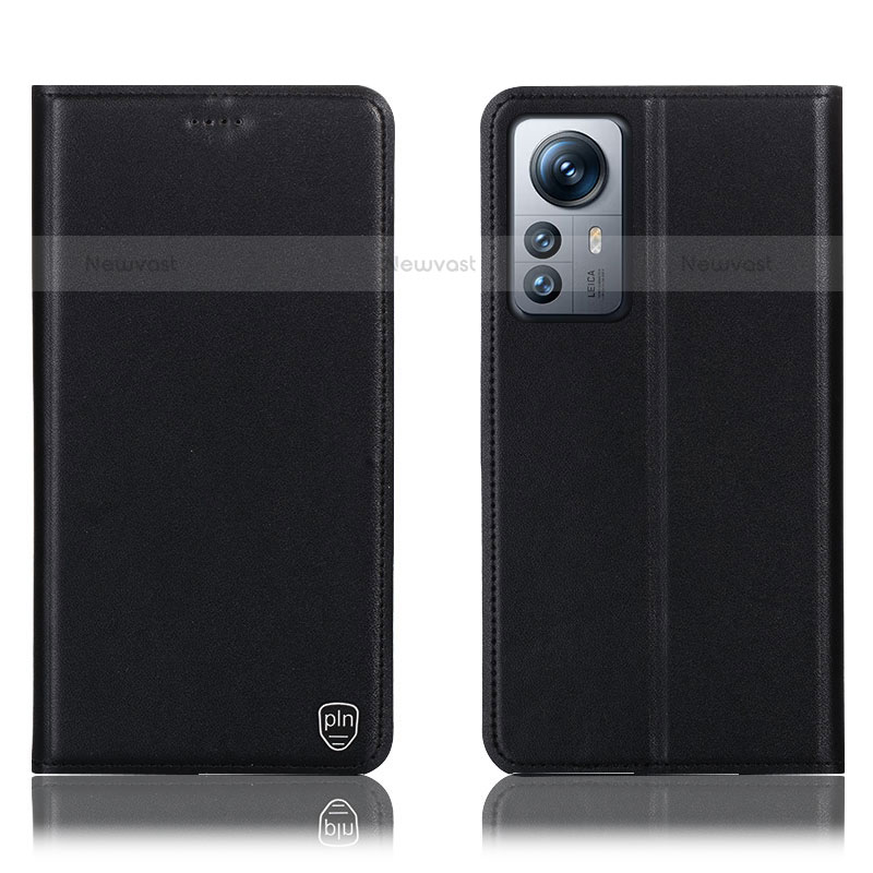 Leather Case Stands Flip Cover Holder H07P for Xiaomi Mi 12S 5G Black